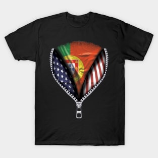 Portuguese Flag  Portugal Flag American Flag Zip Down - Gift for Portuguese From Portugal T-Shirt